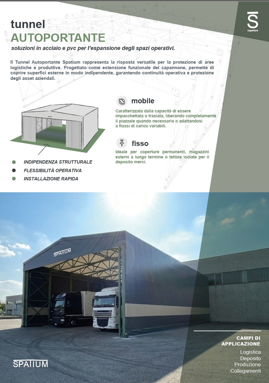 Coperture fisse industriali Spatium per logistica, carico scarico e aree operative esterne