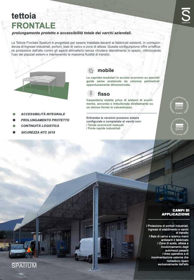 scheda prodotto Tettoia Industriale Frontale