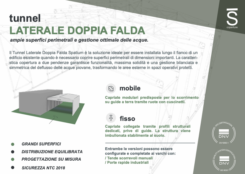 Tunnel Doppia Falda Laterale Fisso in PVC e Acciaio | Spatium Tunnel Doppia Falda Laterale Fisso in PVC e Acciaio | Spatium