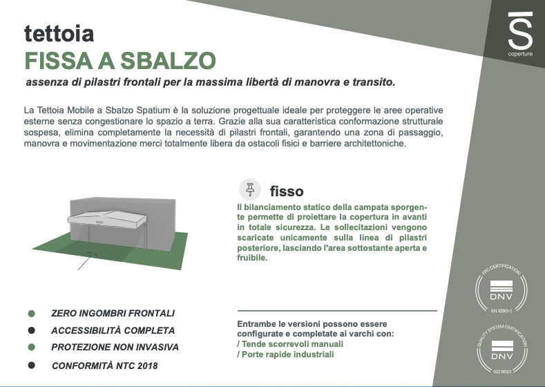 Tettoia industriale a sbalzo fissa
