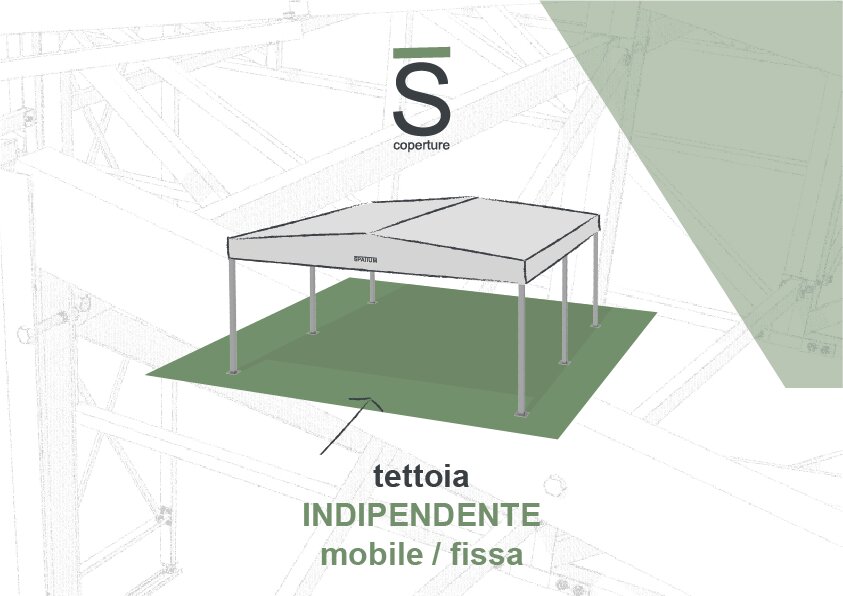 Disegno tettoia indipendente mobile e fissa